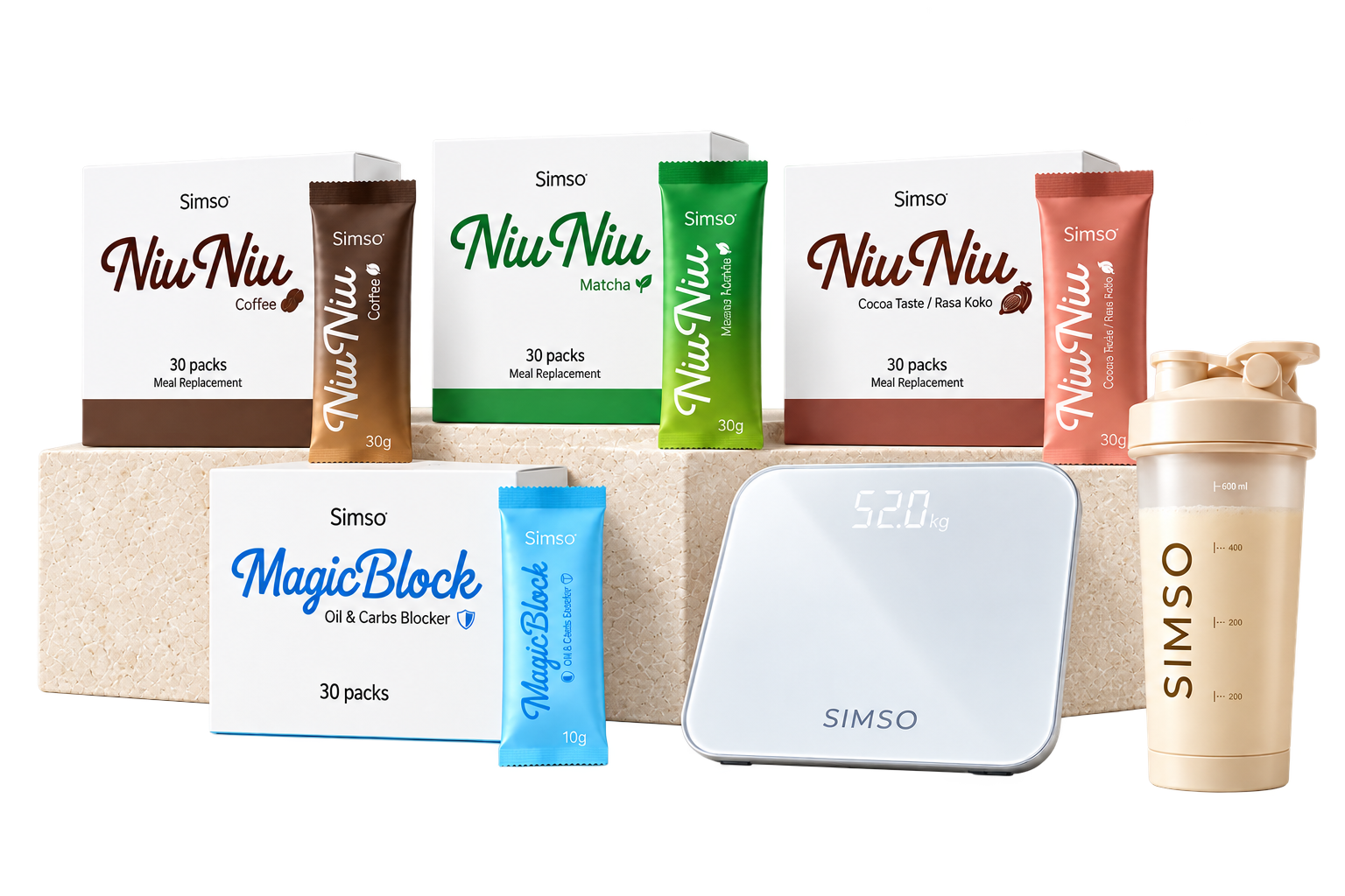 SIMSO products with smart scale and shaker